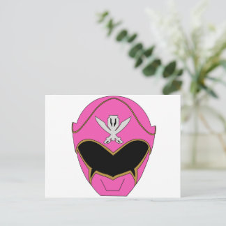 Postal de casco rosa mega súper Gokai