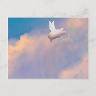 postal de cerdo con alas