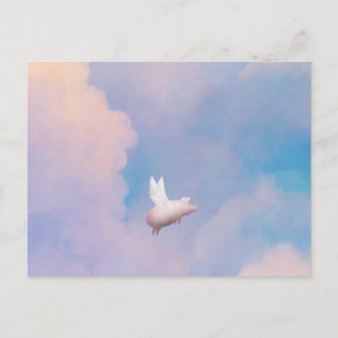 postal de cerdo con alas