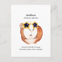 Postal de cerdo de Guinea con diccionario divertid