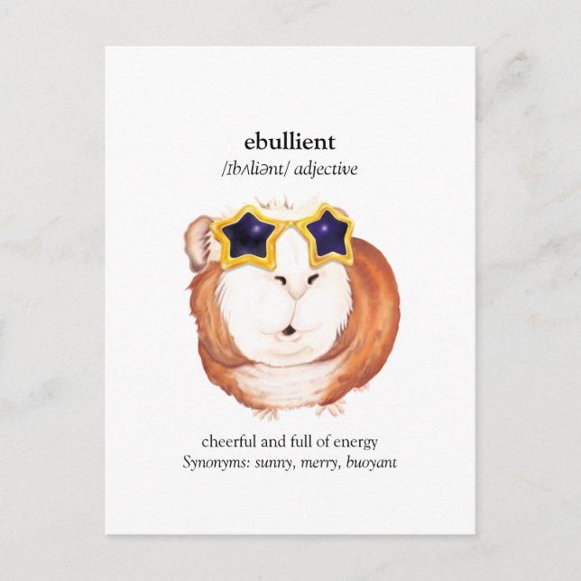 Postal de cerdo de Guinea con diccionario divertid (Anverso)