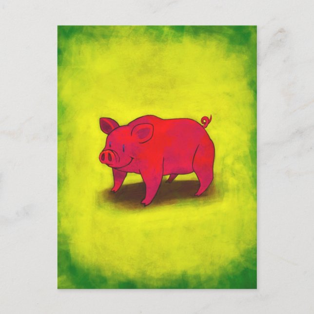 Postal de cerdo rosa (Anverso)