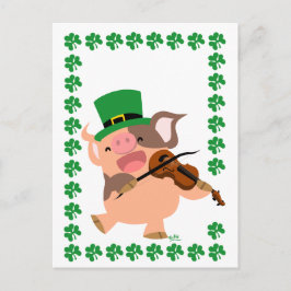 postal de cerdo violinista del Día de San Patricio