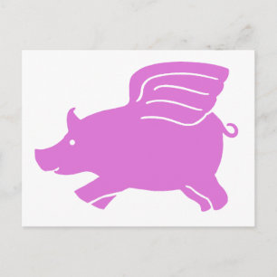 Postal de cerdo volador - rosa