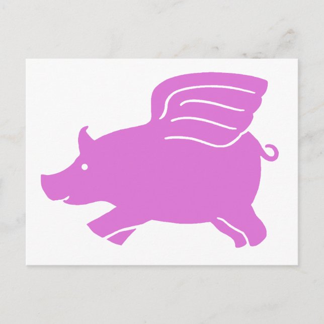 Postal de cerdo volador - rosa (Anverso)