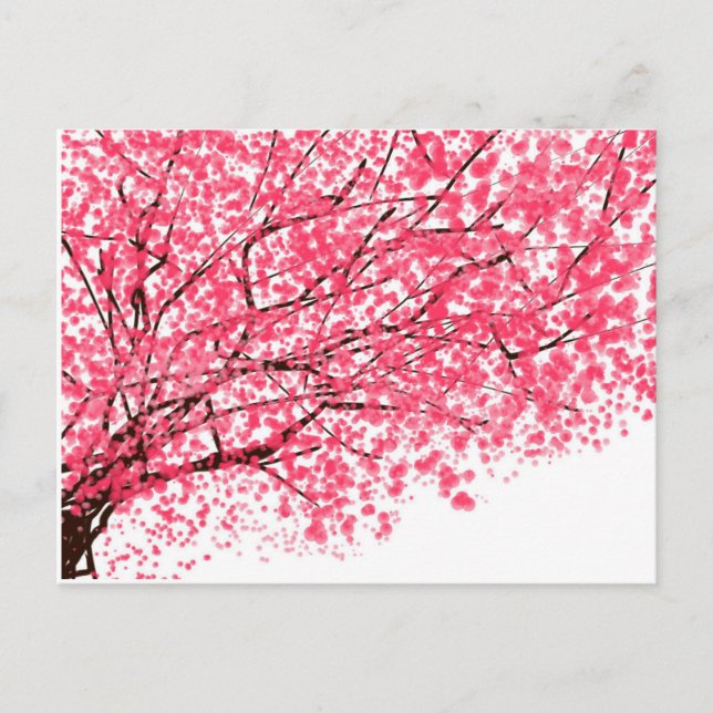 Postal de cerezo con flores de cerezo alegre (Anverso)