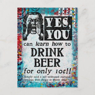 Postal de cerveza de bebida - Funny anuncio de cos