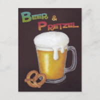 Postal de cerveza y pretzel