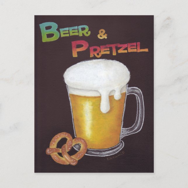 Postal de cerveza y pretzel (Anverso)