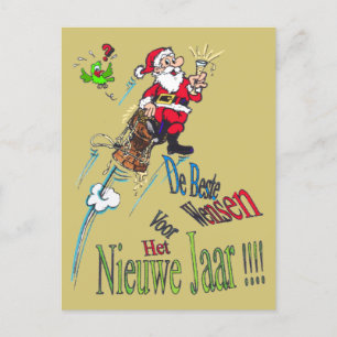 Postal de Champagne Santa Nieuwjaars