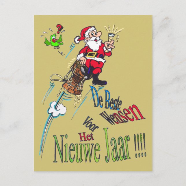 Postal de Champagne Santa Nieuwjaars (Anverso)