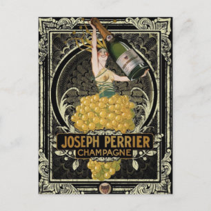 Postal de champán de Perrier vintage