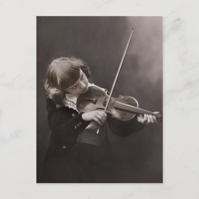 Postal de chica de época y violín c1920 (Anverso)