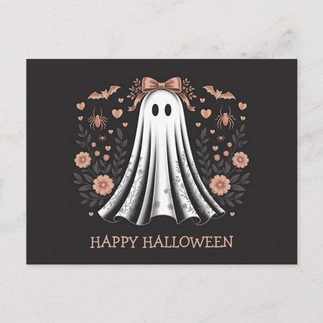 Postal de Chica fantasma de Halloween (Anverso)