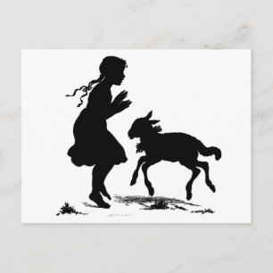 postal de chica y cordero