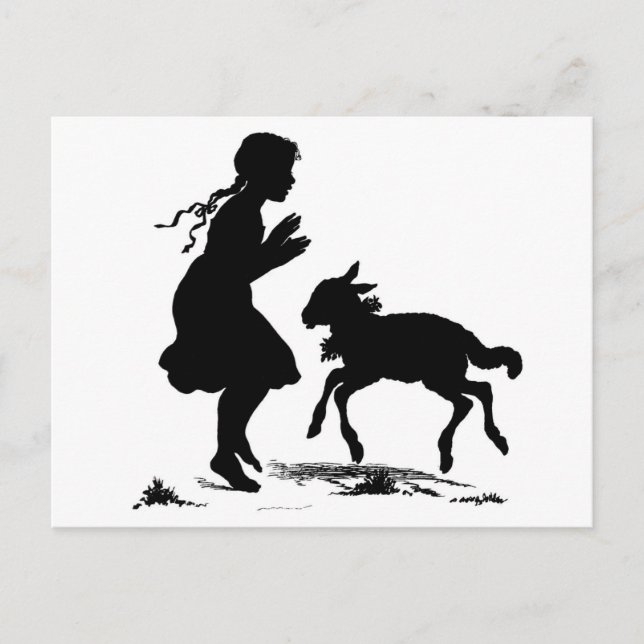 postal de chica y cordero (Anverso)
