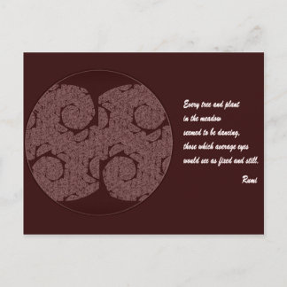 Postal de cita de Rumi. Diseño de Mandala de árbol