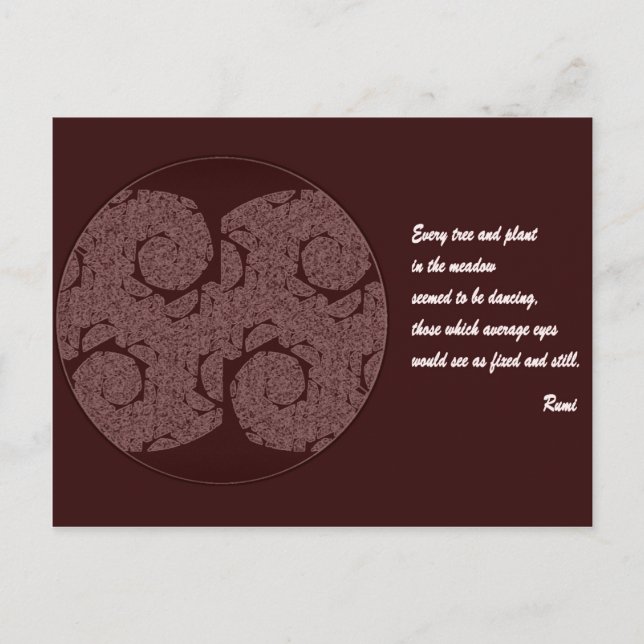 Postal de cita de Rumi. Diseño de Mandala de árbol (Anverso)