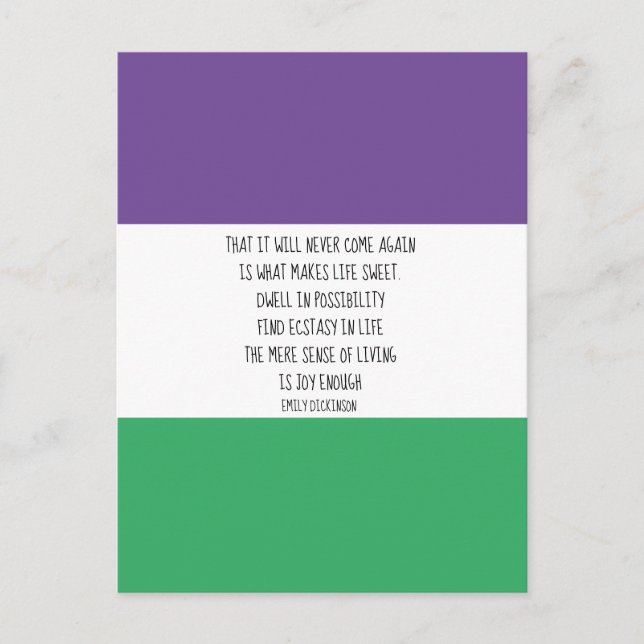 Postal de citas de Emily Dickinson (Anverso)