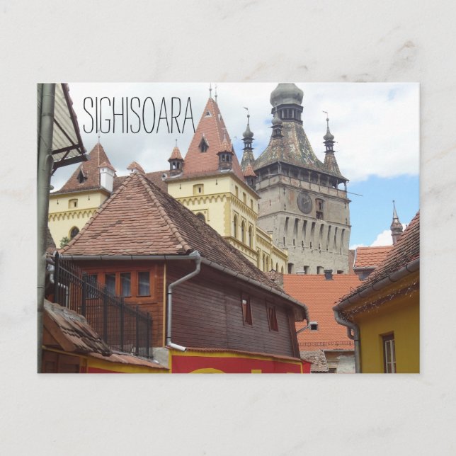 Postal de ciudad medieval de Sighisoara (Anverso)