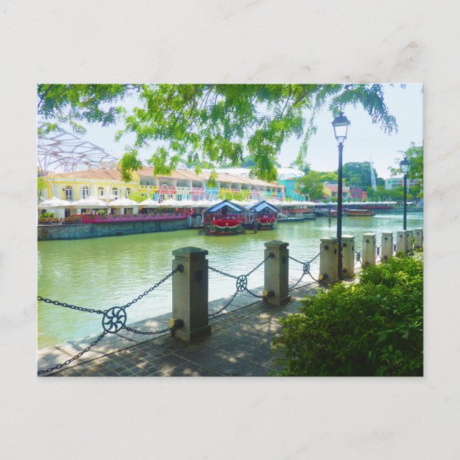 Postal de Clarke Quay Riverside Singapur (Anverso)