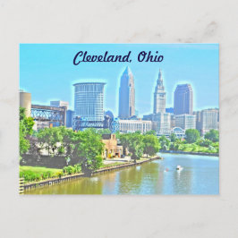 Postal de Cleveland,OH River View (Efecto de pintu