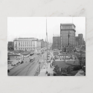 Postal de Cleveland Ohio, Plaza Pública, 1906