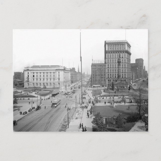 Postal de Cleveland Ohio, Plaza Pública, 1906 (Anverso)