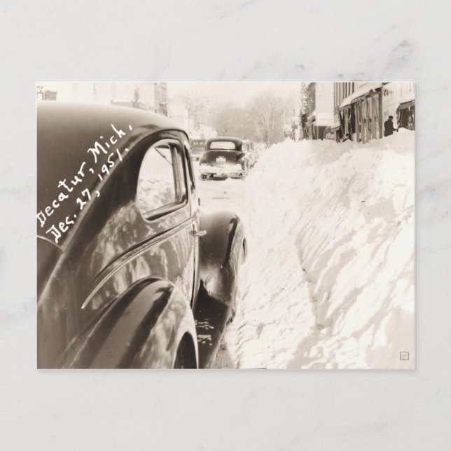 Postal de coche de nieve antigua (Anverso)