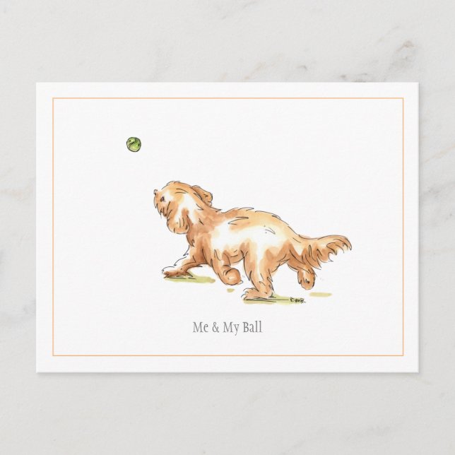 Postal de Cockapoo "Yo y mi pelota" (Anverso)