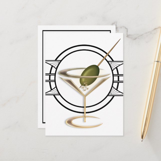 Postal de cóctel Art Deco (Anverso/Reverso In Situ)