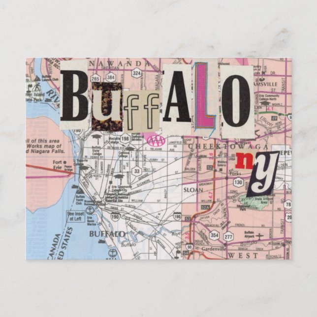 Postal de collage de Buffalo NY Maps (Anverso)
