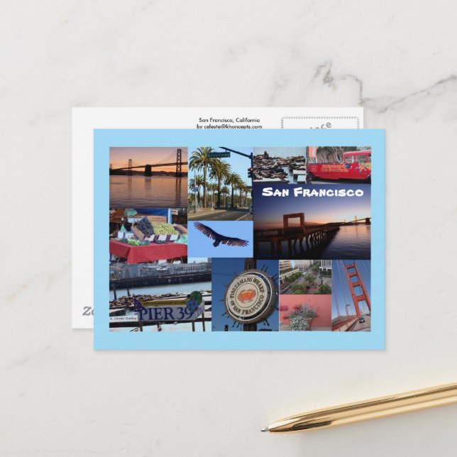 Postal de Collage de fotos de San Francisco (Anverso/Reverso In Situ)