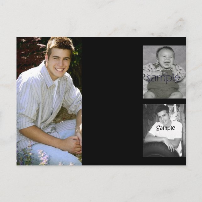 Postal de collage de tres fotos para graduados (Anverso)