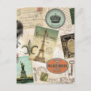 Postal de collage de Viajes Vintage