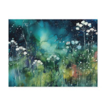 Postal de collarín de tinta de alcohol floral