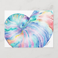 Postal de color de agua azul nautilus infinity