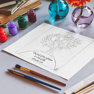 Postal de color de árbol de la vida