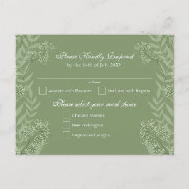 Postal de color verde oliva Boda vintage RSVP