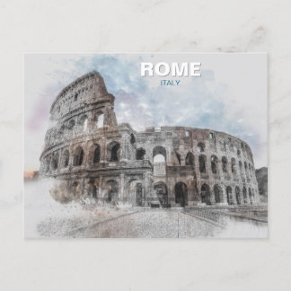 Postal de color vintage - Arte de viajes en Roma
