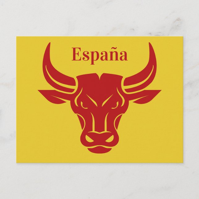 Postal de color y texto de Bull con estilo (Anverso)