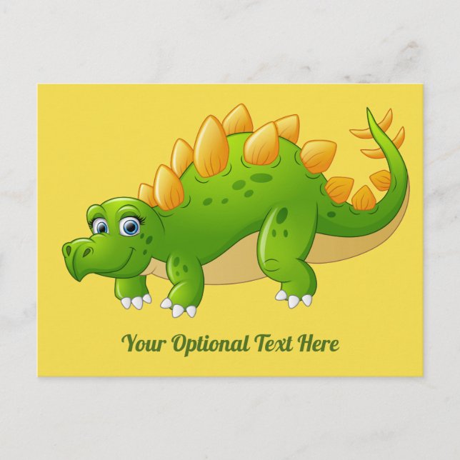 Postal de color y texto de personalizado de dinosa (Anverso)