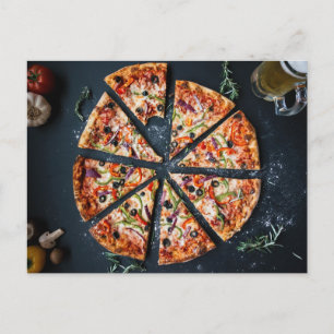 Postal de comida italiana para pizza Slices