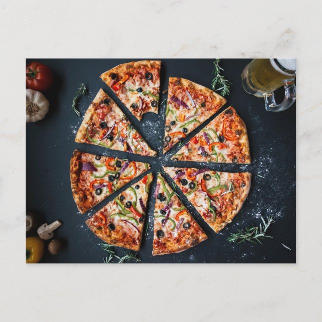 Postal de comida italiana para pizza Slices (Anverso)
