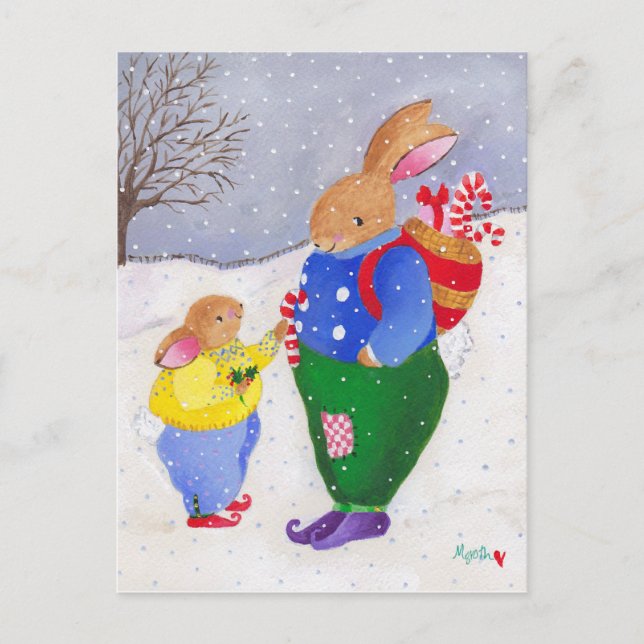 Postal de Conejos navidades (Anverso)