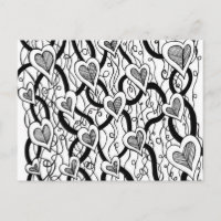Postal de Corazón Blanco y Negro