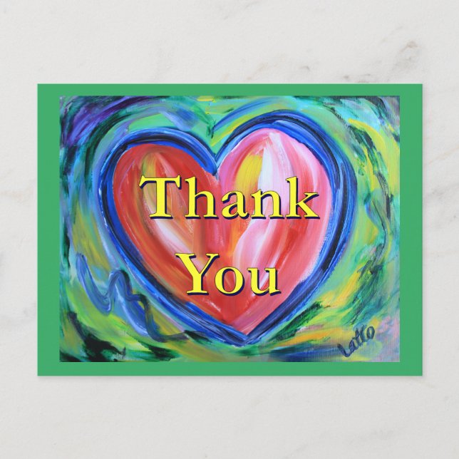 Postal de Corazón de Arte de Agradecimiento (Anverso)