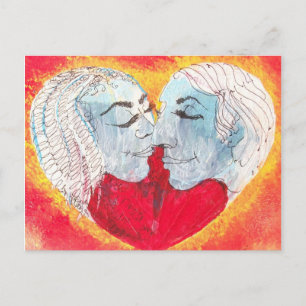 postal de corazón y beso