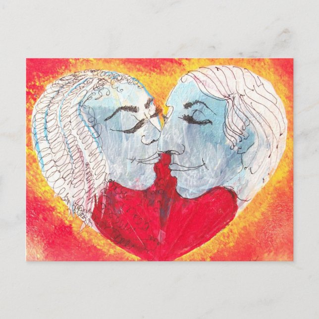 postal de corazón y beso (Anverso)