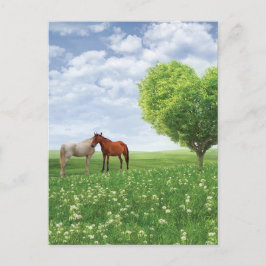 Postal De Corazón Y Caballo De Árbol